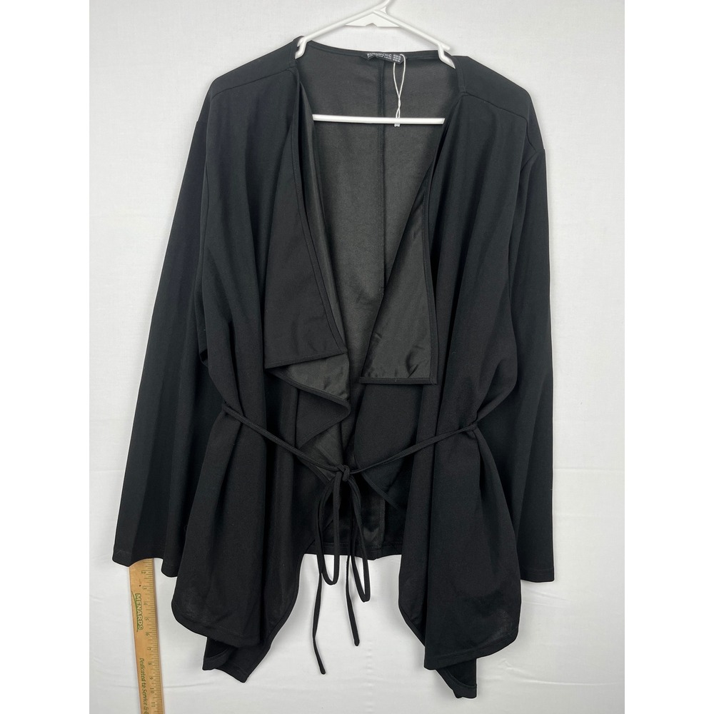 Bloomchic Cardigan Womens Plus 22-24 Draped Tie Waist Waterfall Open Front Black